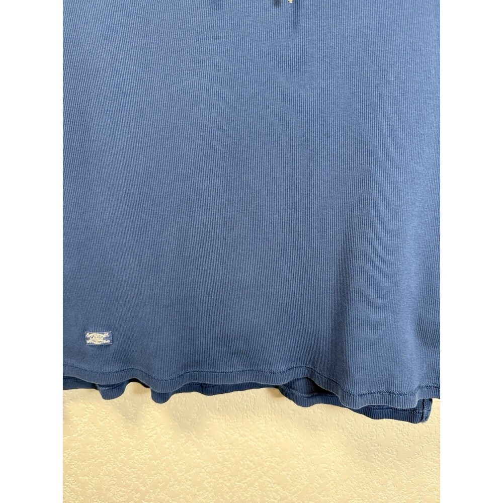 Lauren Ralph Lauren Women’s XL Blue Ribbed Lace Up V Neck Cotton T Shirt - Picture 3 of 9